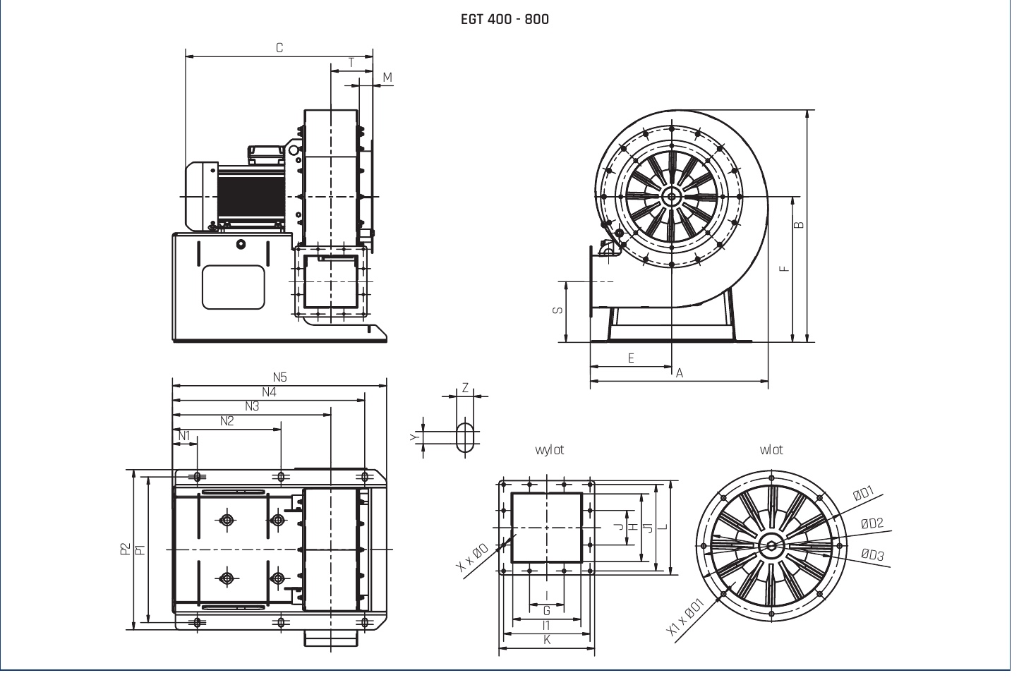 Rysunek wymiarowy EGT 400-800