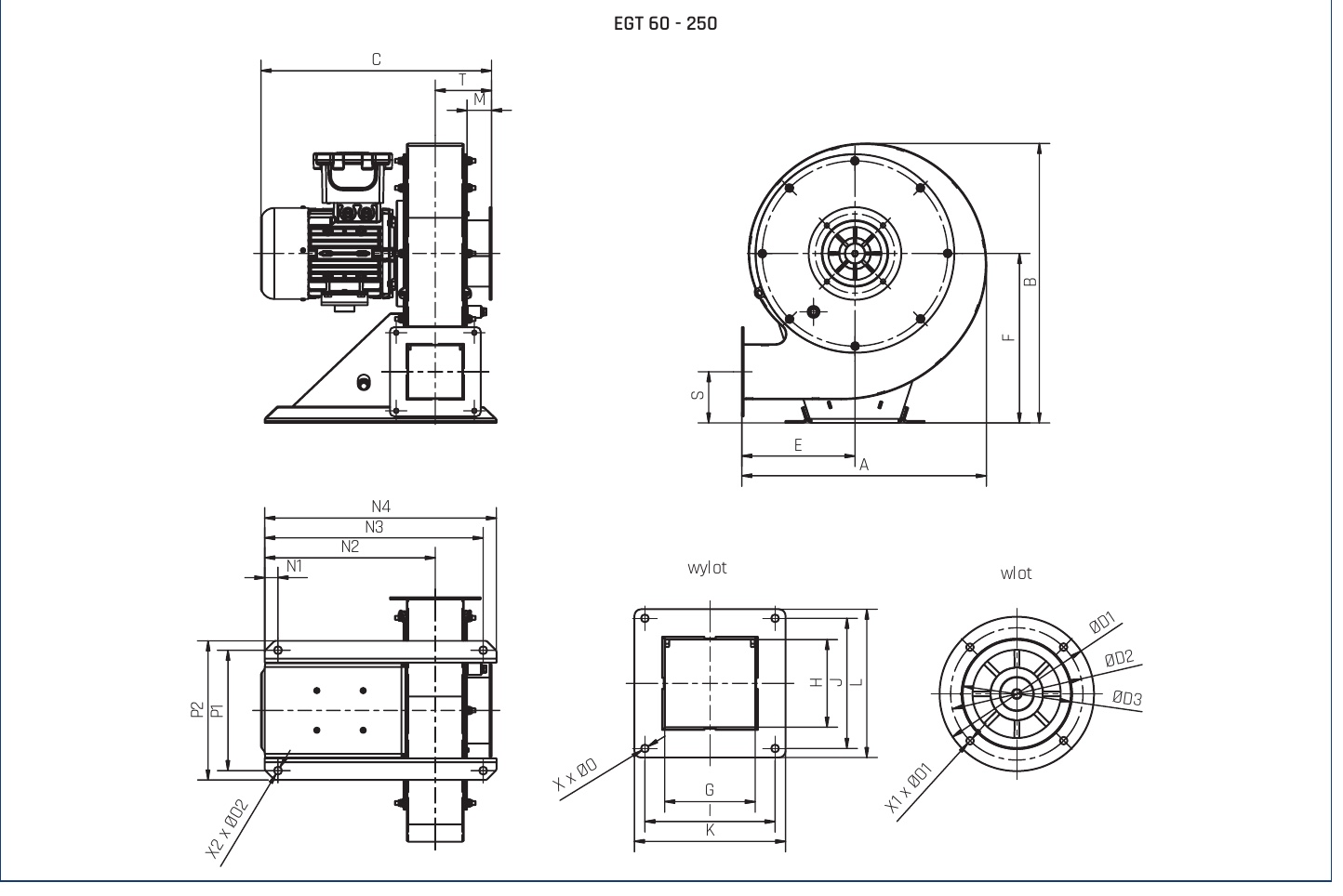 Rysunek wymiarowy EGT 60-250